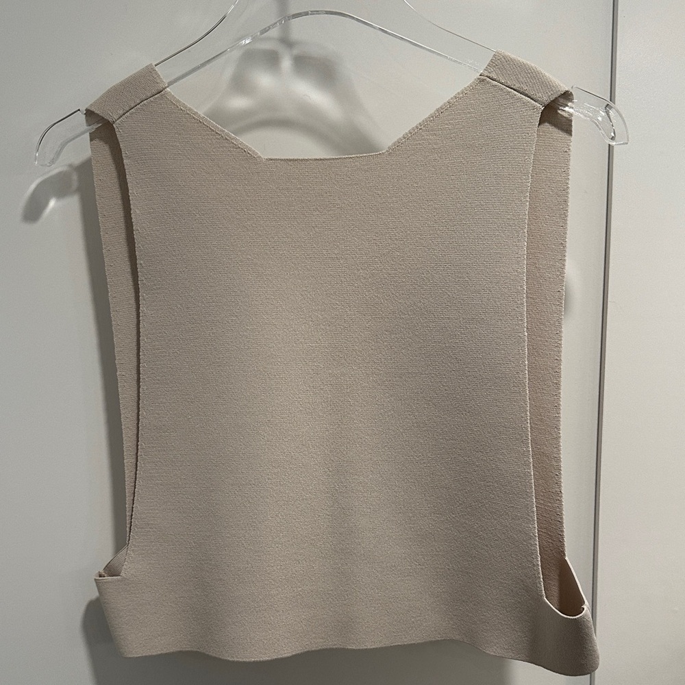 GAUGE81 Top Deep V-Back Open Sides Taupe SIZE SMALL NWOT